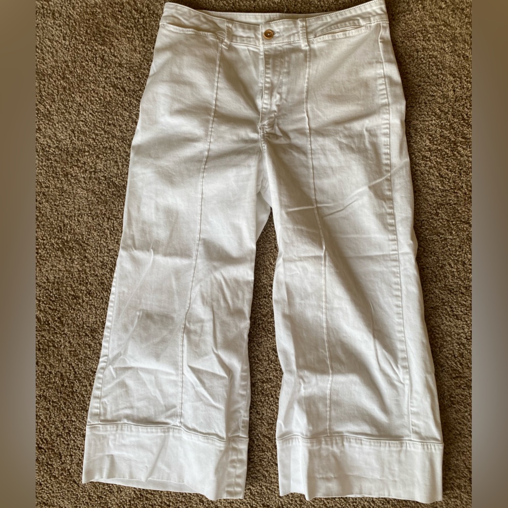 White Wide Leg Cropped Pants
